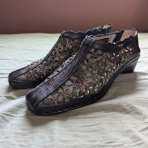 PIKOLINOS Romana Floral Slingback Sandals 39/US8.5 Green/Black